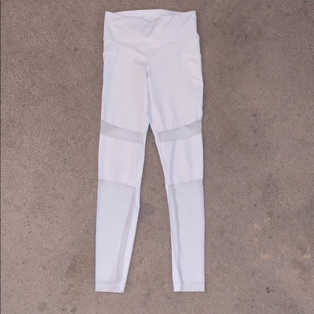 White athleta mesh panel leggings